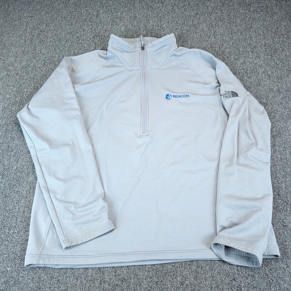 The North Face Mens XL Echo Rock Quarter Zip Pullover Grey Grid Fleece Hiking XL